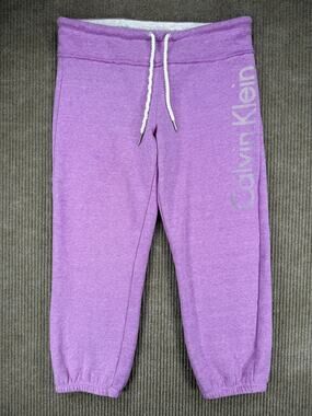 Calvin Klein Performance Purple Rhinestone Logo Joggers Small